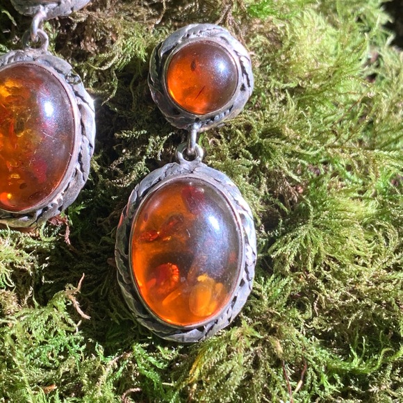 ⭐️Handmade Sterling silver/ cognac amber earrings - Picture 4 of 16
